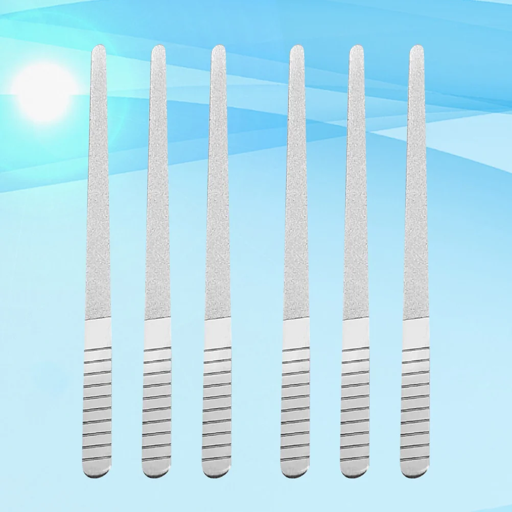

6 шт., пилочки для ногтей из нержавеющей стали, двухсторонний маникюрный инструмент для разглаживания, формирования наращивания ногтей, серебристый размер L