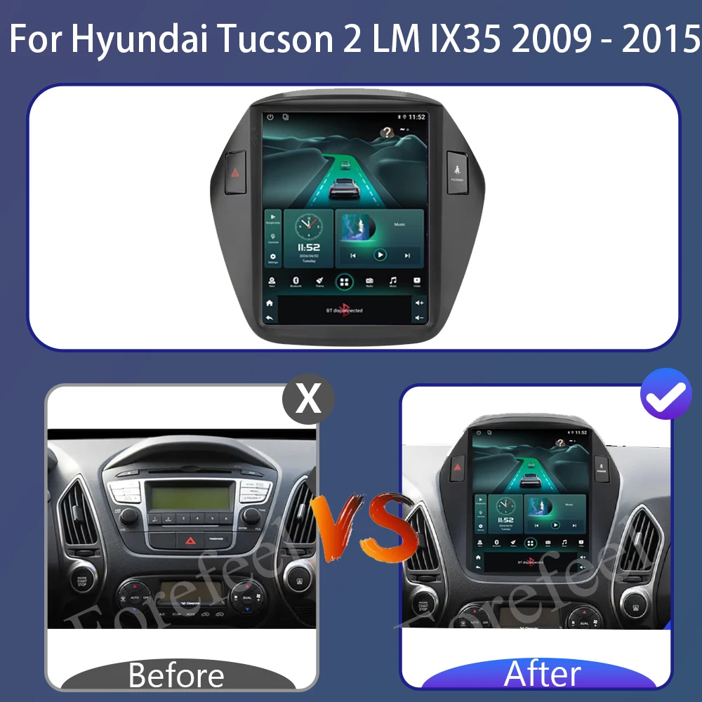 9.7 inch For Hyundai IX35 Tucson 2 2009-2015 Car Radio Android Auto Multimedia Video Player GPS Navigation 5G WIFI No 2din DVD