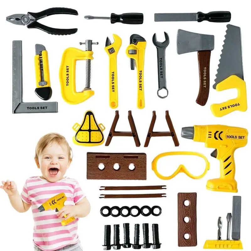 36pcs Tool Toy Set Educational Montessori Pretend Play Stem Engineer Construction Fine Motor Skills Role Play Toy For Kids