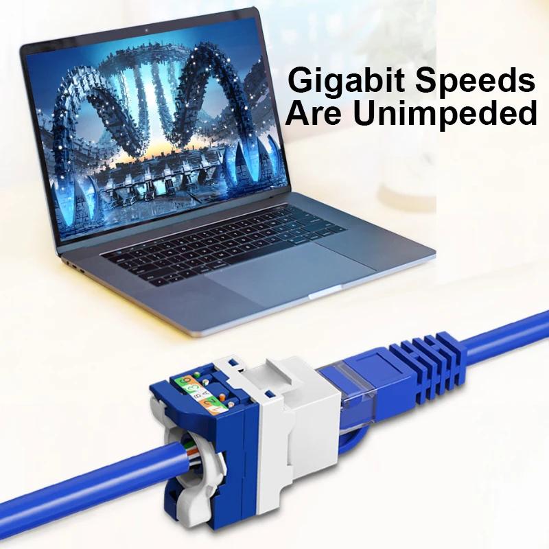 RJ45 Keystone Jack, CAT6 CAT5E CAT6A Tool Free Self-Locking Module Adapter No Punch-Down Tool Couplers