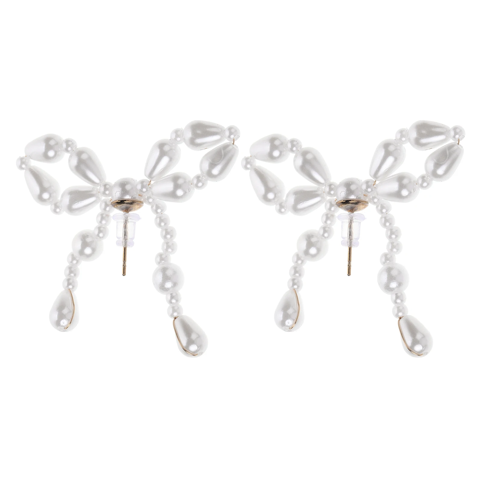

1Pair Handcrafted Vintage Bow Pearl Earrings Lightweight Dangle Earrings for Women Elegant Fake Pearl Jewelry Birthday Wedding
