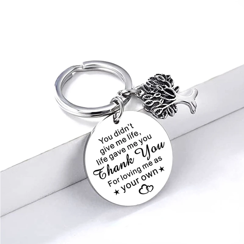 New Stepdad Stepmom Gift Keychain Pendant  Bonus Dad Mom Gifts Key Chain Keyring You Didn’t Give Me Life Life Gave Me You