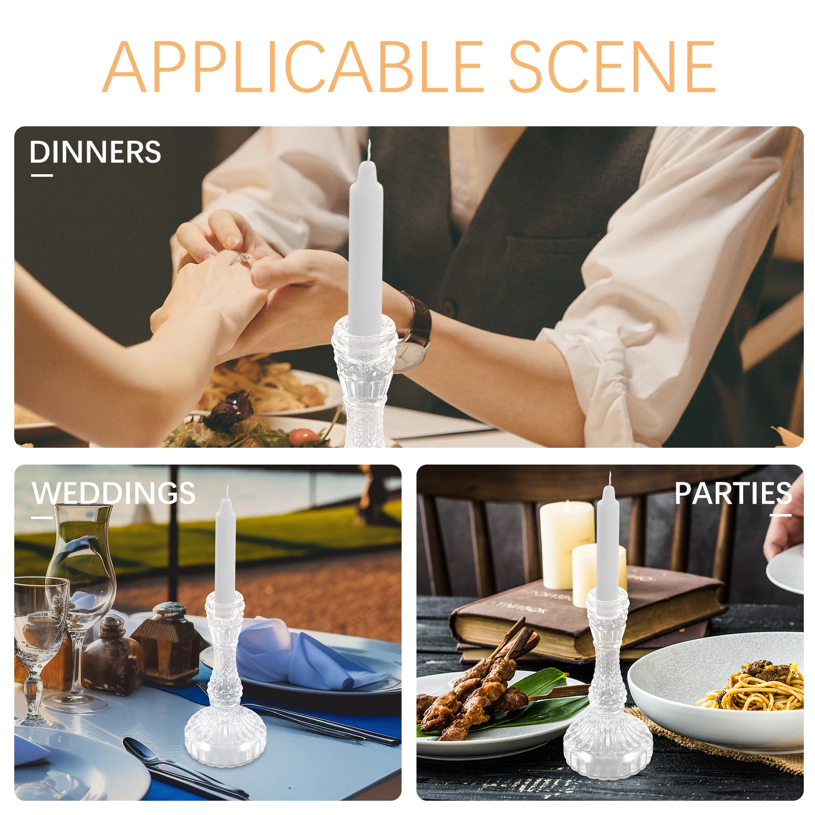 

2Pcs Glass Holders Simple Style Romantic Table Centerpiece for Wedding Party Dining Room Home Decoration