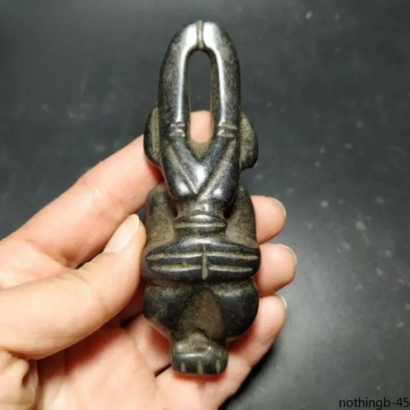 Chinese Hongshan Culture Meteorite Carved Amulet Statues Living Room Decoration