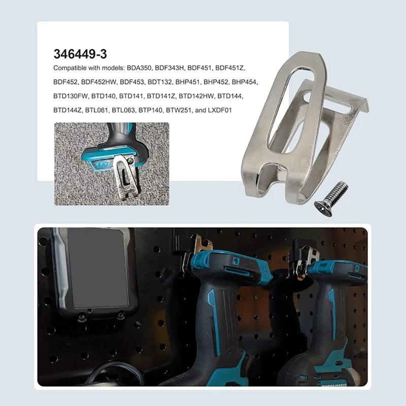 Cintura Fivela Cinto Gancho com Parafuso, Cinto Clip, Ferramenta Elétrica, 346449-3, 10pcs