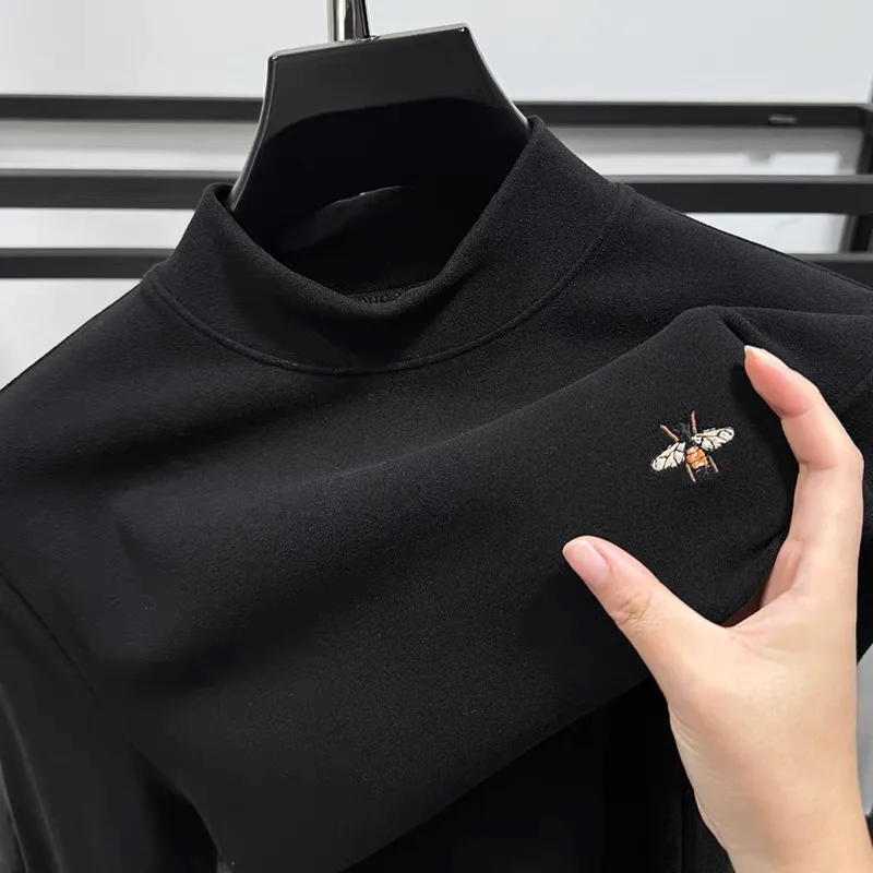 

Роскошные бренды высококачественные бархатные длинными рукавами футболки модные пчелы вышивка мягкий комфортабельный мужской свитер новый отдых джемпер