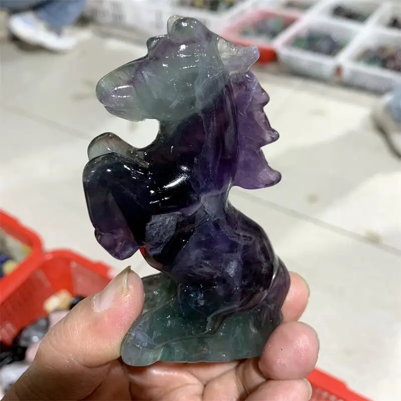 

Natural Purple Fluorite Horse Carving Ornament For Healing Fengshui Jewelry Making Home Decoration Gift 1PCS