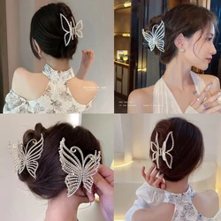 2022 South Korea's New Butterfly Pearl Rhinestone Large Grab Clip Headdress Back of The Head Shark Clip Fashion Hair Accessories