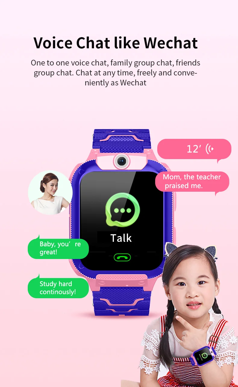 Kids Smart Watch for Children Real Time Positioning Sim Card SOS Phone Call Waterproof Video Call Safety Footprint Tracker Q12