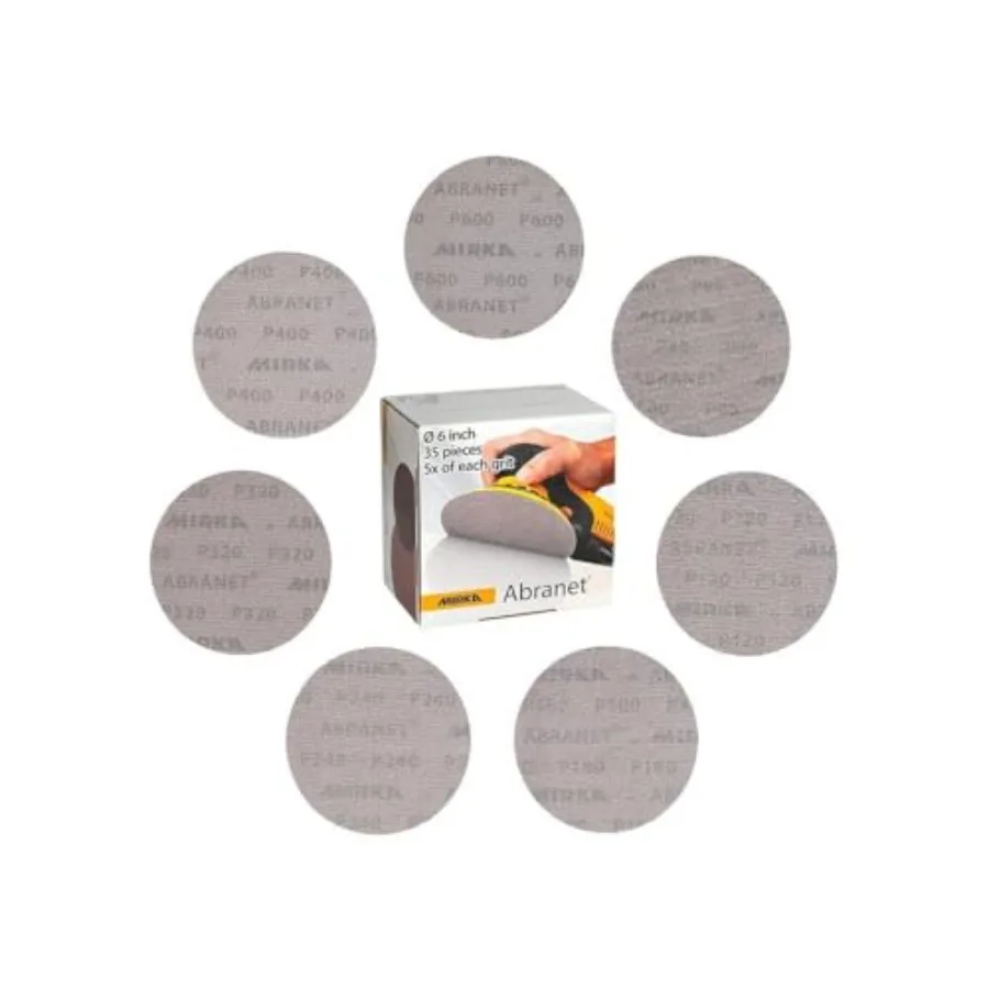 

Abranet 6-Inch Sanding Discs - Hook and Loop Mesh Orbital Sander Pads Dust-Free Sanding Long-Lasting and Non-Clogging Ideal for