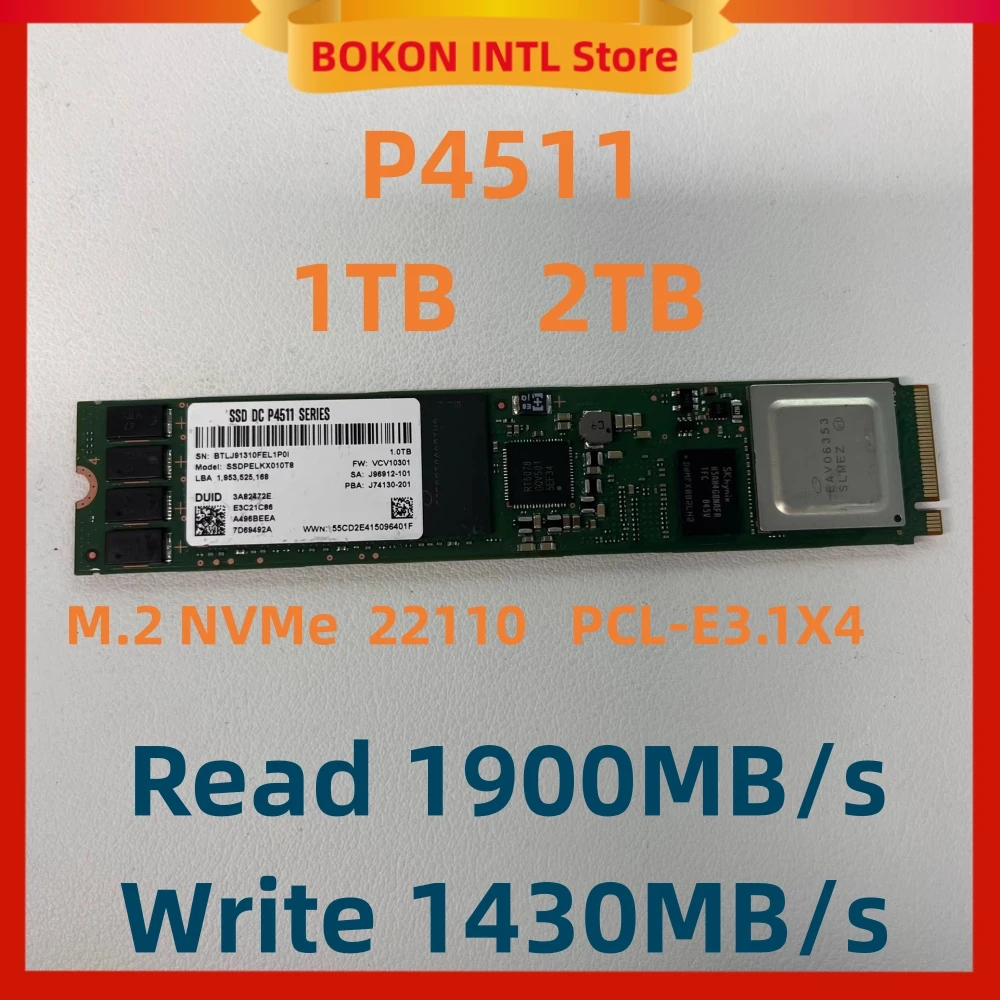 Original DC P4511 2T 1T M.2 22110 Enterprise SSD Nvme PCL-E3.1X4 Solid State Drive For Intel  1tb 2tb