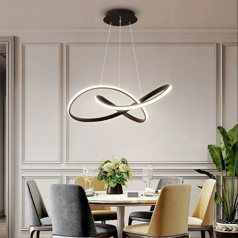 Imagem -05 - Modern Led Geometric Pendant Lights Iluminação Restaurante Lâmpada do Quarto Sala de Estar Home Decor Luminária Ambiente Preto e Branco 50 cm 60cm