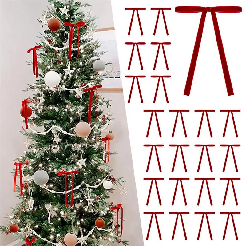 

10 Pcs Velvet Bow Tie Christmas Tree Decorative Craft Gifts Bag Packaging Knot Home Decoration Pendant Diy Accessories Ornaments