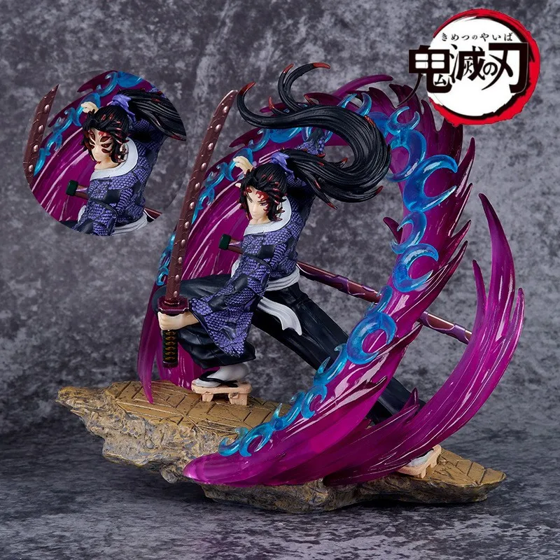 

21cm Pvc Figurine Statue Demon Slayer Kokushibo Tsugikuni Yoriichi Anime Figure With Led Light Kimetsu No Yaiba Model Toys Gift