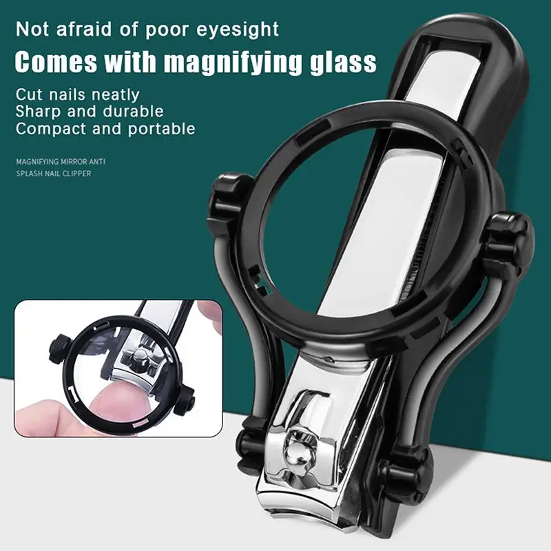 

Nail Clipper With Magnifying Glass The Elderly Practical Stainless Steel Nail Clipper Anti-splash Beauty Big Clipper Tool Gifts