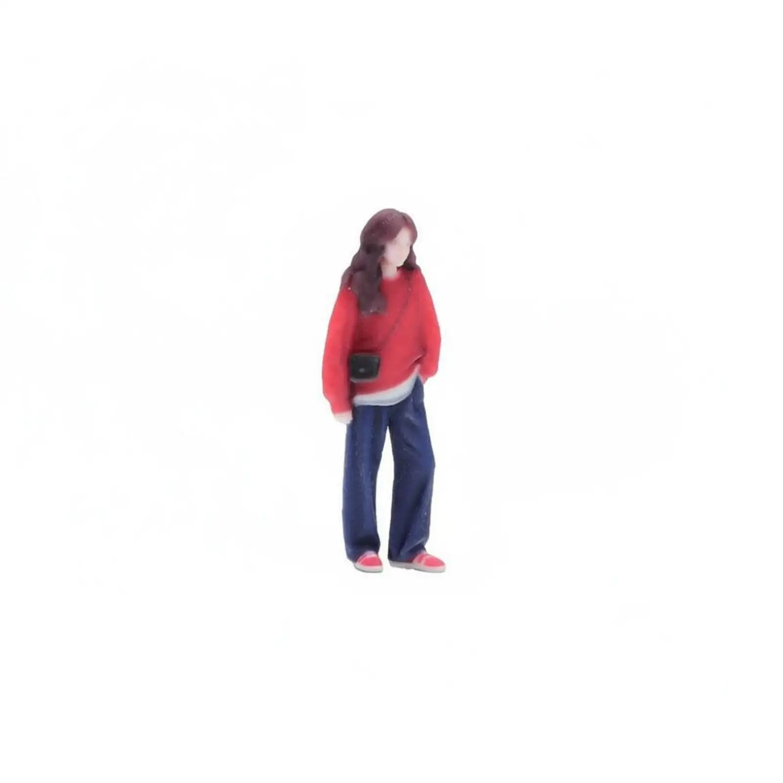 Miniature Figure 1 64 Scale Woman with Red Sweater and Crossbody Bag Resin Craft for Diorama and Scene Decor