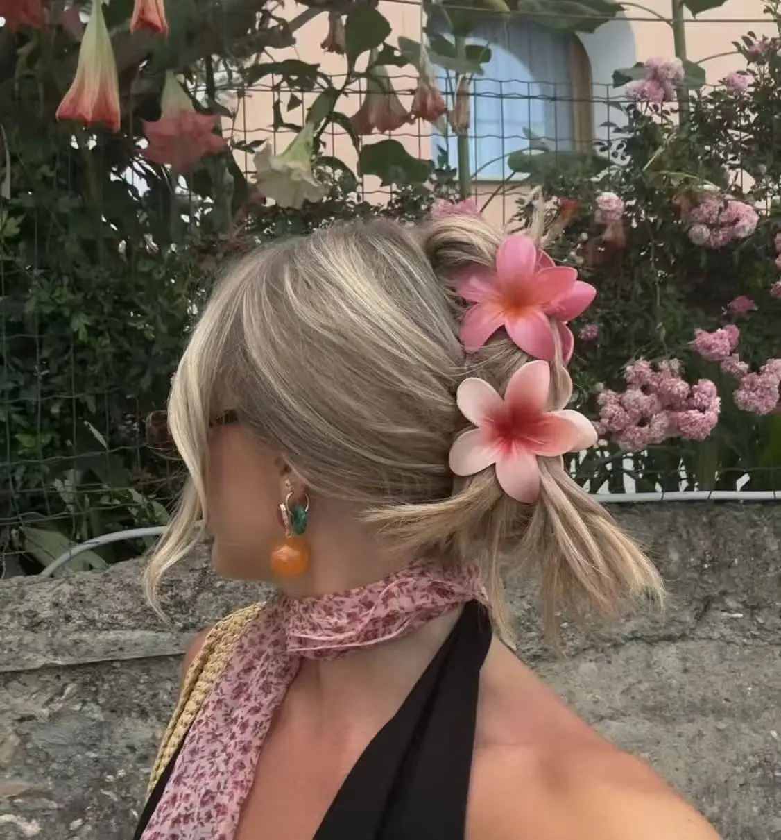 Nueva pinza de pelo con diseño de flor degradada de 3 pulgadas para mujer, elegante pinza de pelo floral de resina, pinza de pelo con diseño de flor fresca y dulce, accesorios para el cabello para niñas