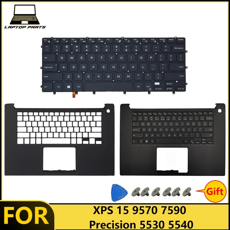 New For XPS 15 9570 7590 Precision 5530 5540 Palmrest with Keyboard/with backlit keyboard/Upper Case/Palmrest Keyboard Assembly