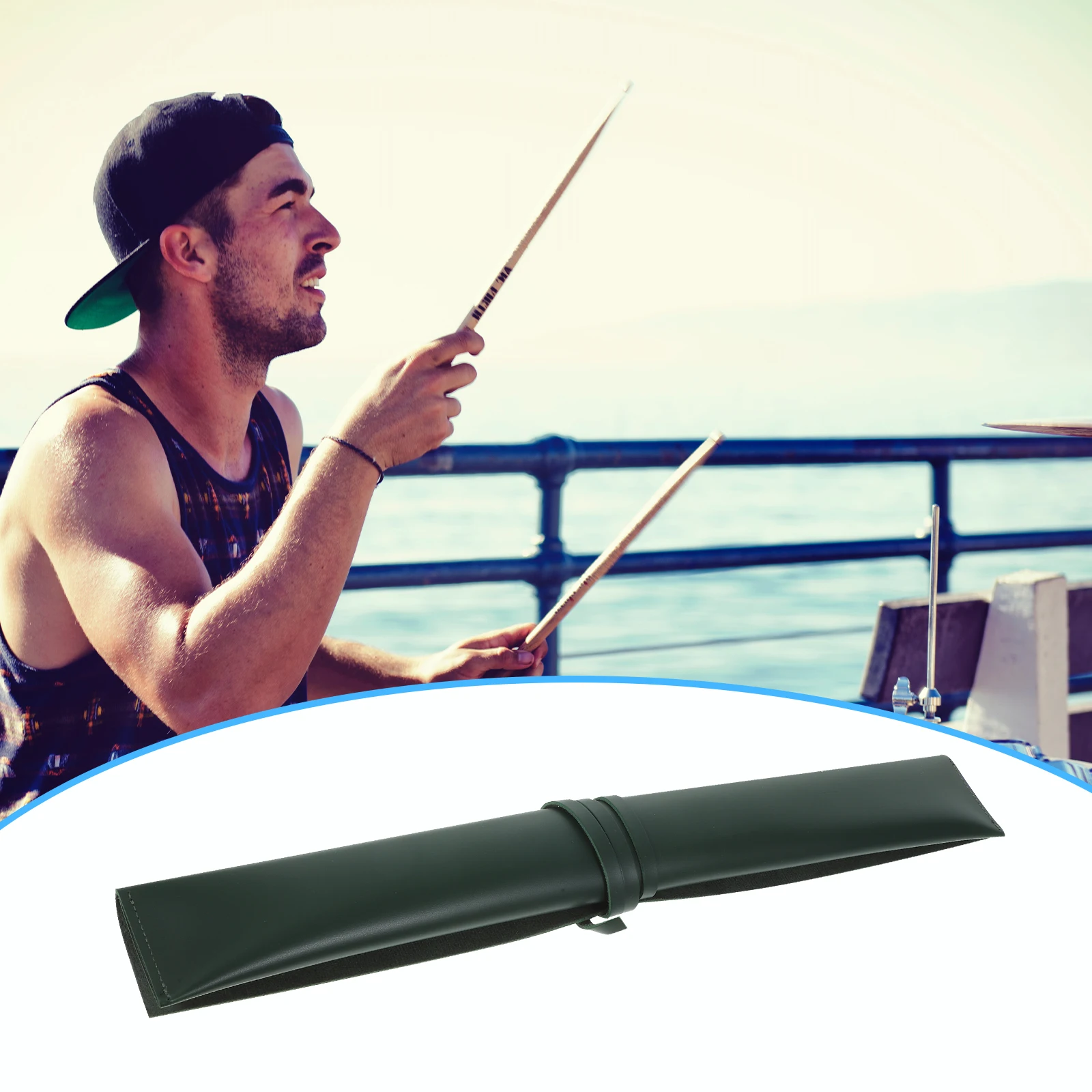 

Drumstick Storage Bag Green PU Holder Organizing Pouch Carrying Container Accessories Drumsticks Bag Storage Carry