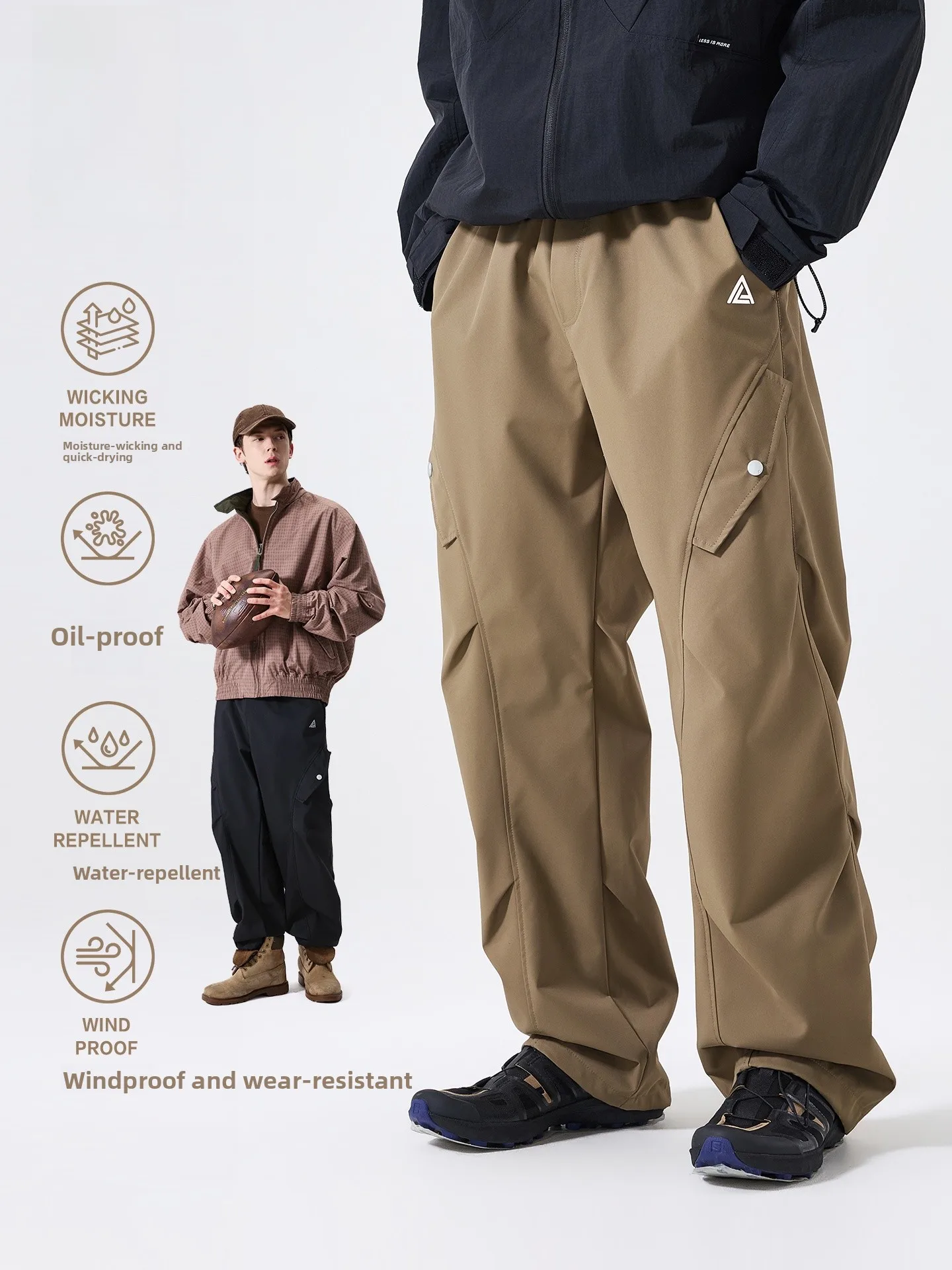 LAZY DAY Outdoor Three-Proof Water-Resistant Soft  Climbing Pants Men's Autumn Winter Wear-Resistant Straight Leg Workwe...