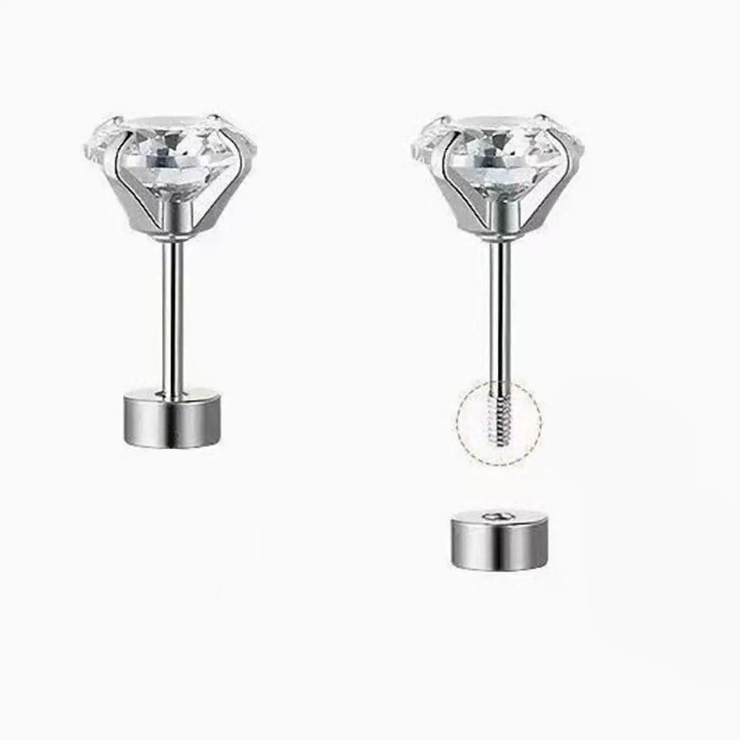 Pendientes de circonita de cristal de acero inoxidable para mujer/hombre, joyería para Piercing de cartílago del trago de 4 puntas, 1 ud.