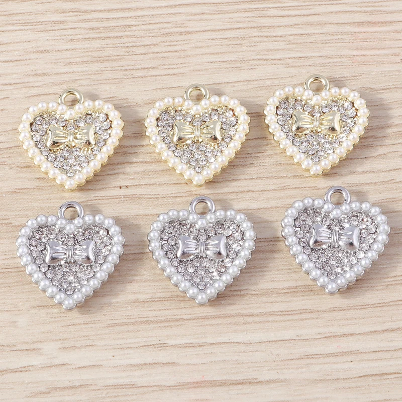 4pcs 15x16mm Cute Crystal Love Heart Charms Pendants for Jewelry Making Drop Earrings Necklaces Bracelets DIY Crafts Accessories