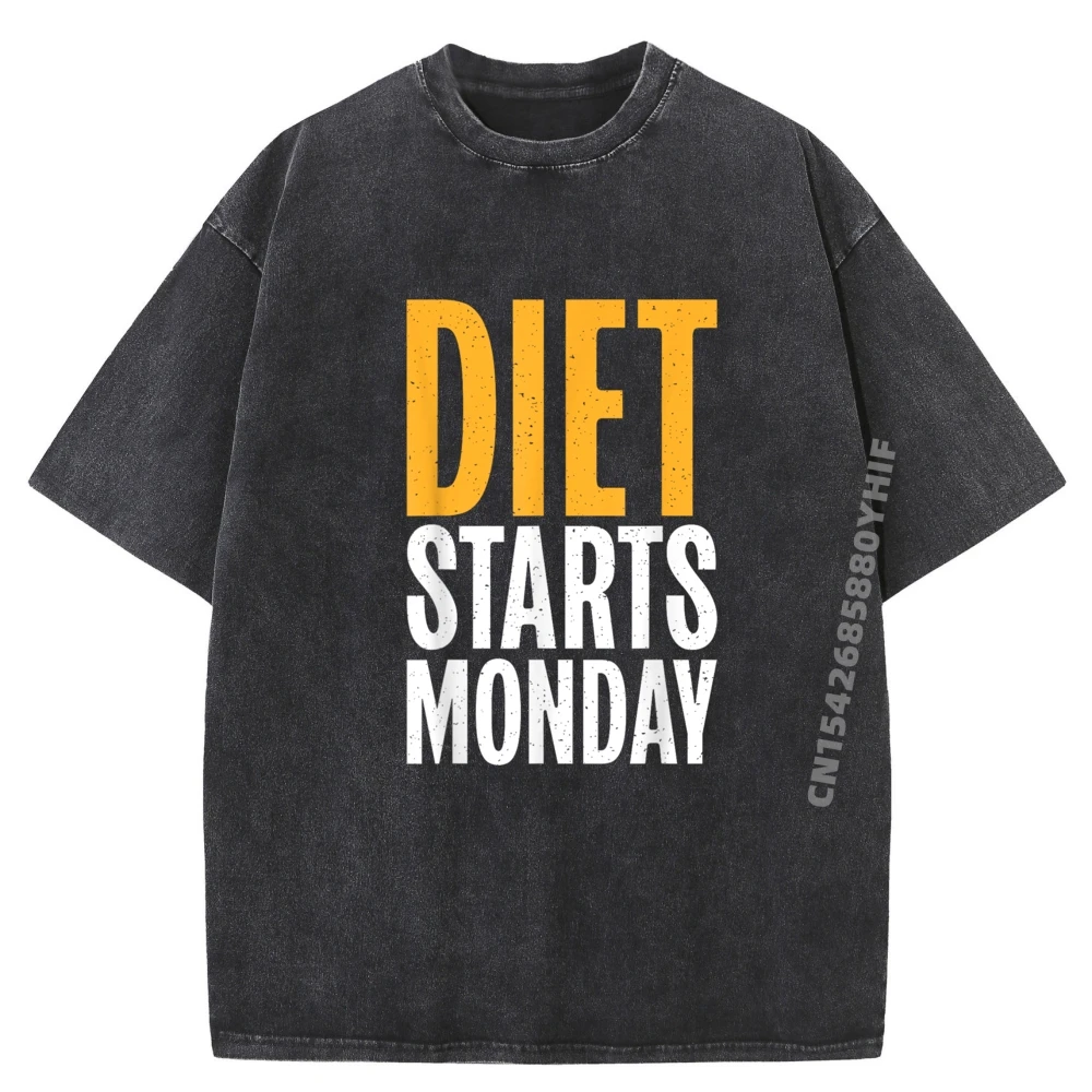 

Мужская футболка с принтом Diet Starts Monday, толстая серая рубашка, футболка с рисунком, роскошная брендовая мужская забавная стираная рубашка