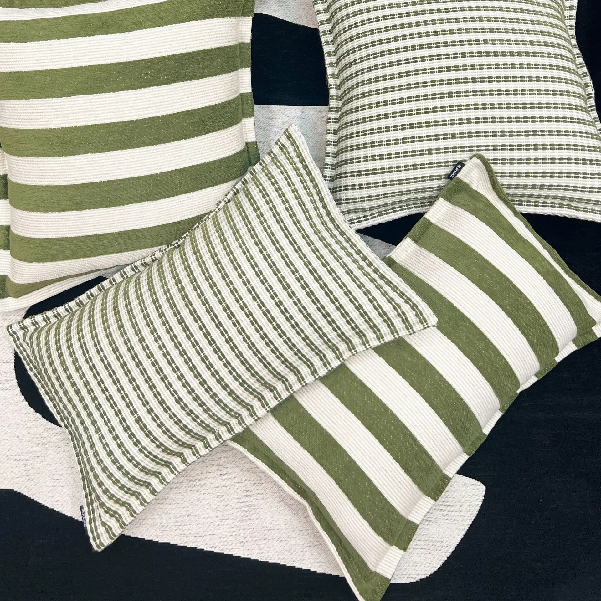 Retro Green Striped Jacquard Cushion Cover Linen-cotton Texture Pillow Covers Decorative Modern Luxury Home Decor Pillow Case
