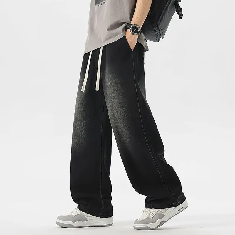 

Мужские прямые джинсы, новые модные студенческие широкие свободные повседневные брюки, мешковатые джинсы в стиле хип-хоп, уличная мужская одежда