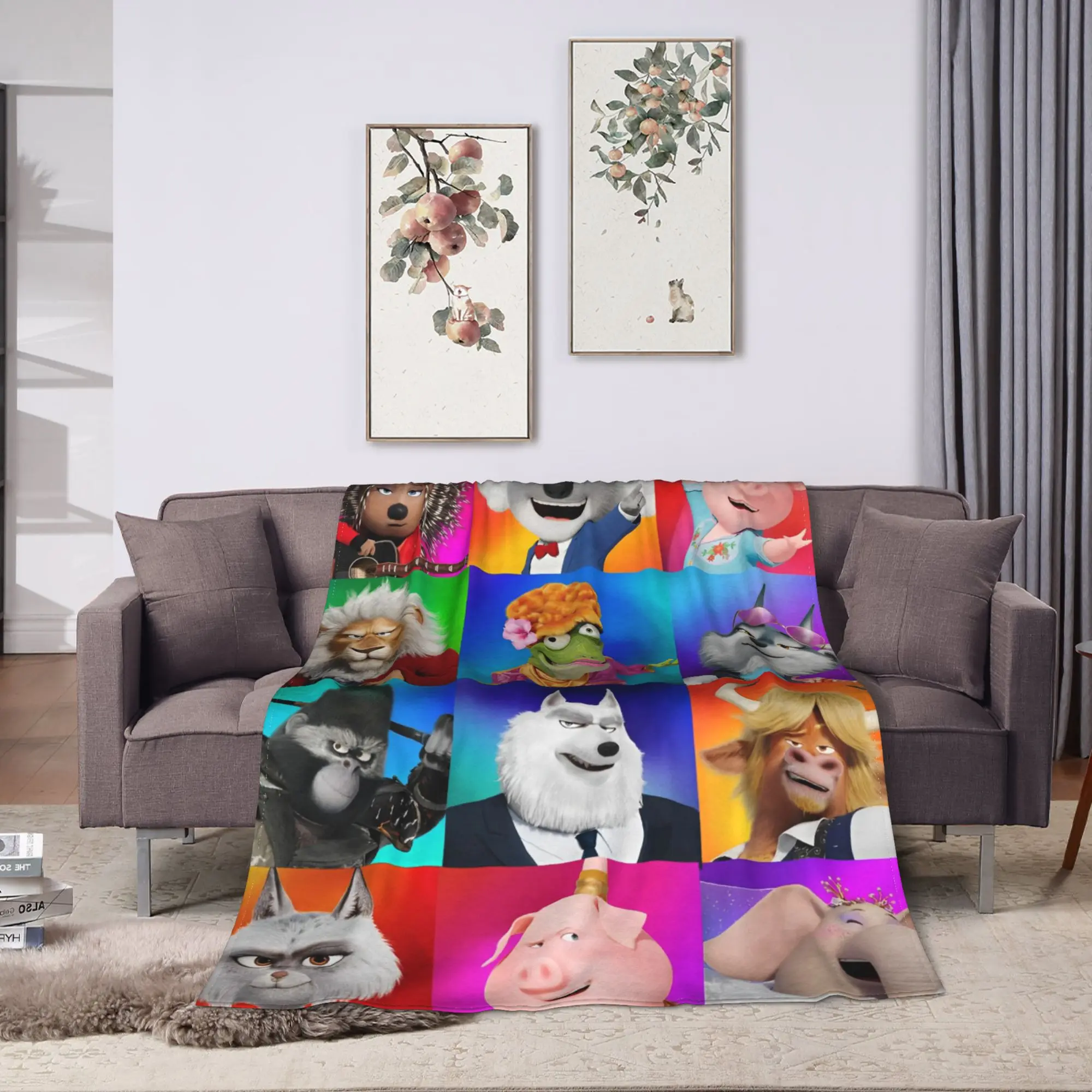 Sing 2 Movie All Characters  Blankets Quality Super Warm  Throw Blanket Autumn Airplane Travel Couch Bed Fashion Bedspread