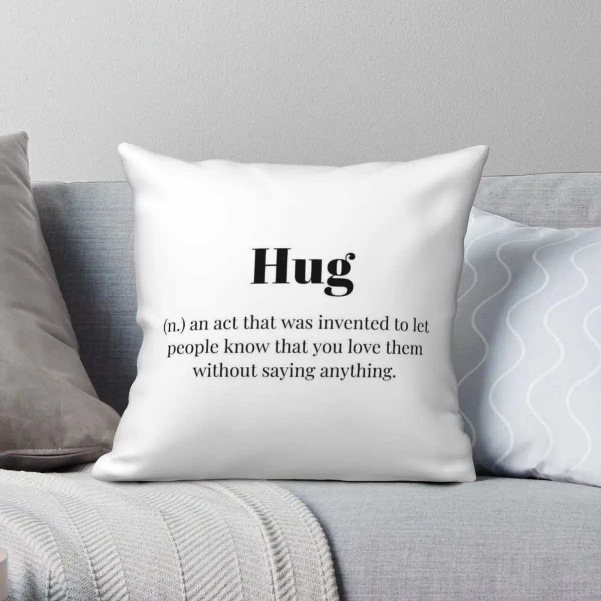 Hug Definition Square Pillowcase Polyester Linen Velvet Creative Zip Decorative Pillow Case Sofa Seater Cushion Cover