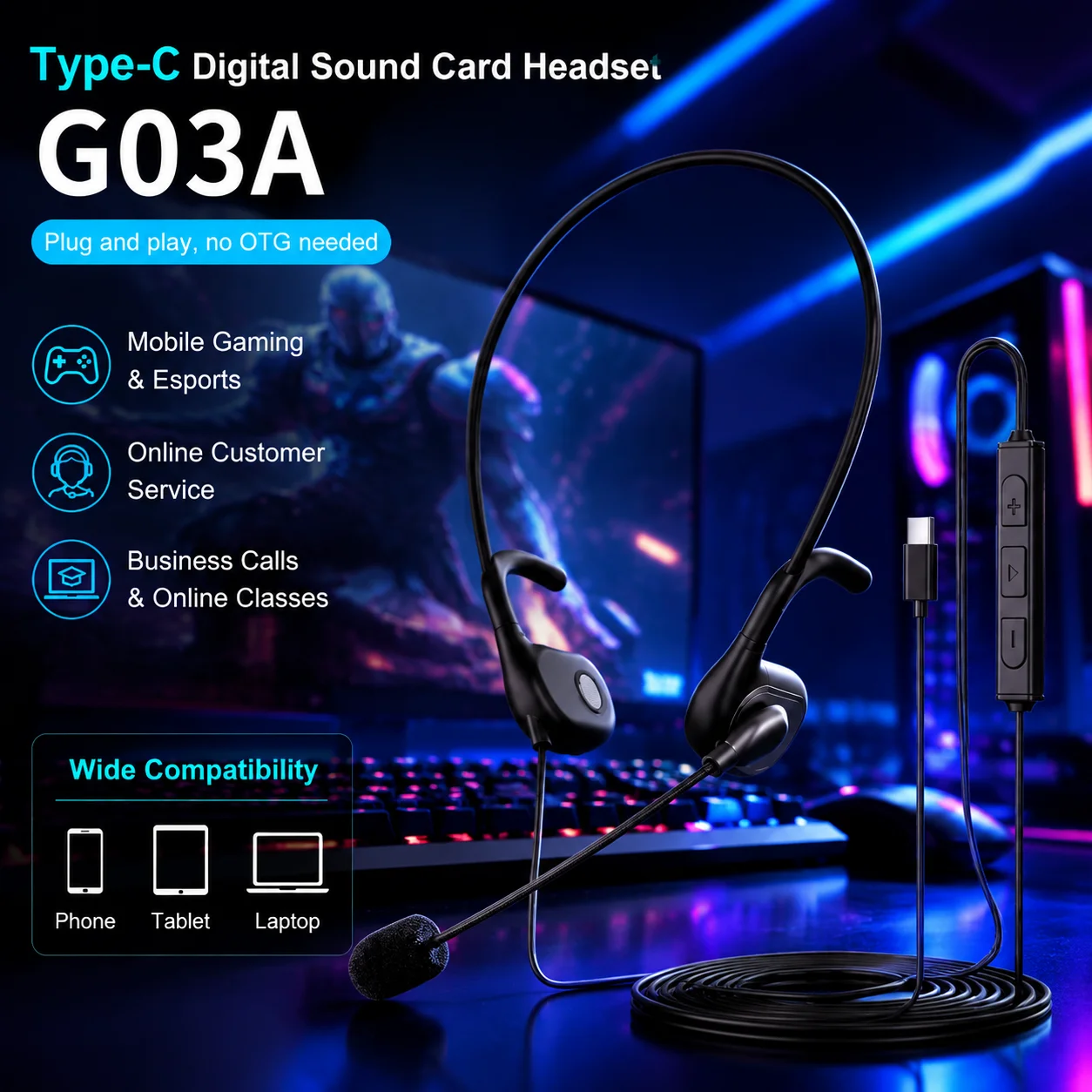 Over Ear Wired Headphones With Microphone Choice Air Conduction Fone Headset Gamer Sound Card Gaming Earphone For xiaomi huawei