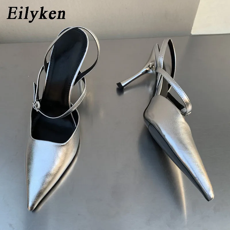 Eilyken 2024 Spring Women Slingback Shoes Fashion Shallow Buckle Strap Elegant Snadal Low Thin Heels Dress Pumps Zapatos