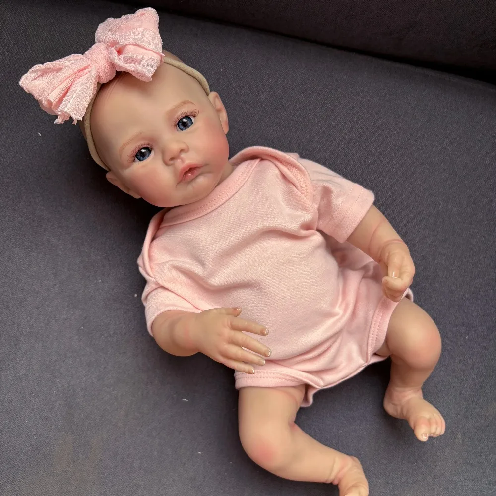 18 inch weide siliconen reborn pop pasgeboren babygrootte echte foto handgemaakte realistische babypoppen 3D huid met zichtbare aderen