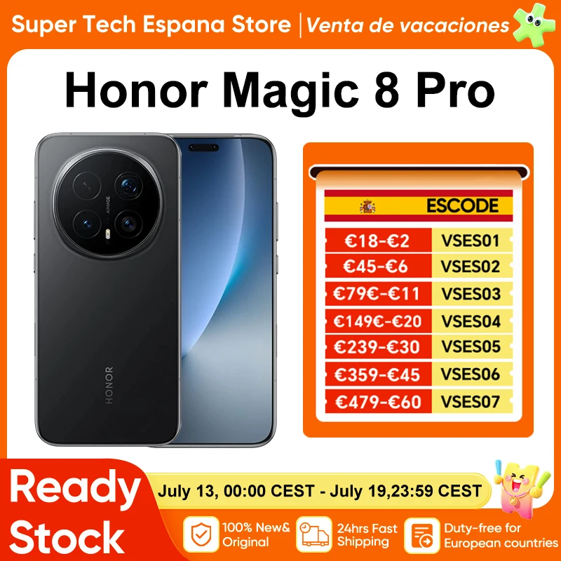 Honor Magic8 Pro Global Version 5G Smartphone Snapdragon 8 Elite Gen 5 200Mp Ultra Night Telephoto Ois 6270Mah 100W Supercharge 80W Wireless 6.71″ Oled Nfc — -40%, 586€ Coupon, from 879.00€ – 40% descuento – €879.00