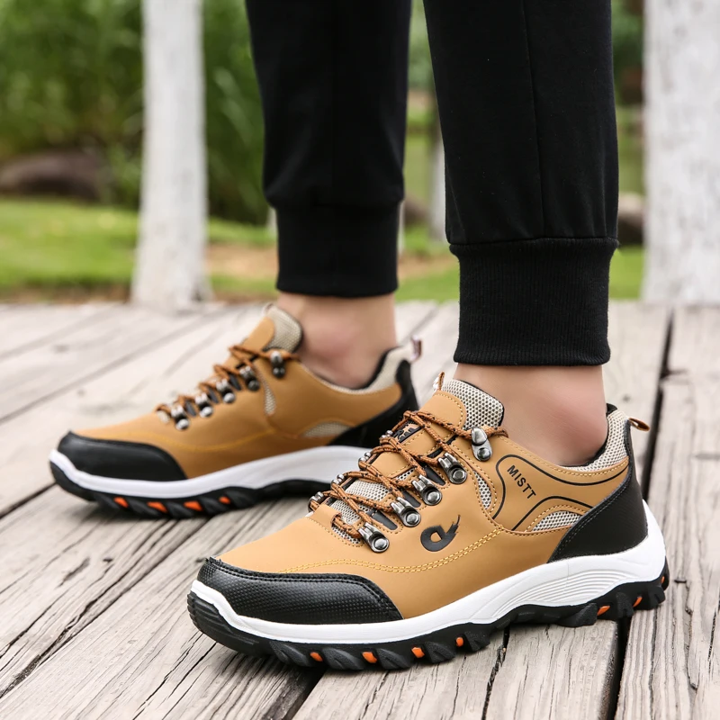 New Fall Sneakers Men Fashion Comfortable Hiking Shoes Men Leather Waterproof Anti-Slip Sneakers for Men Zapatillas Deporte