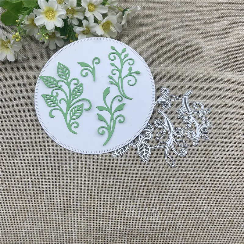 4pcs leaf decoration Metal cutting dies  mold Round hole label tag Scrapbook paper craft knife mould blade punch stencils dies