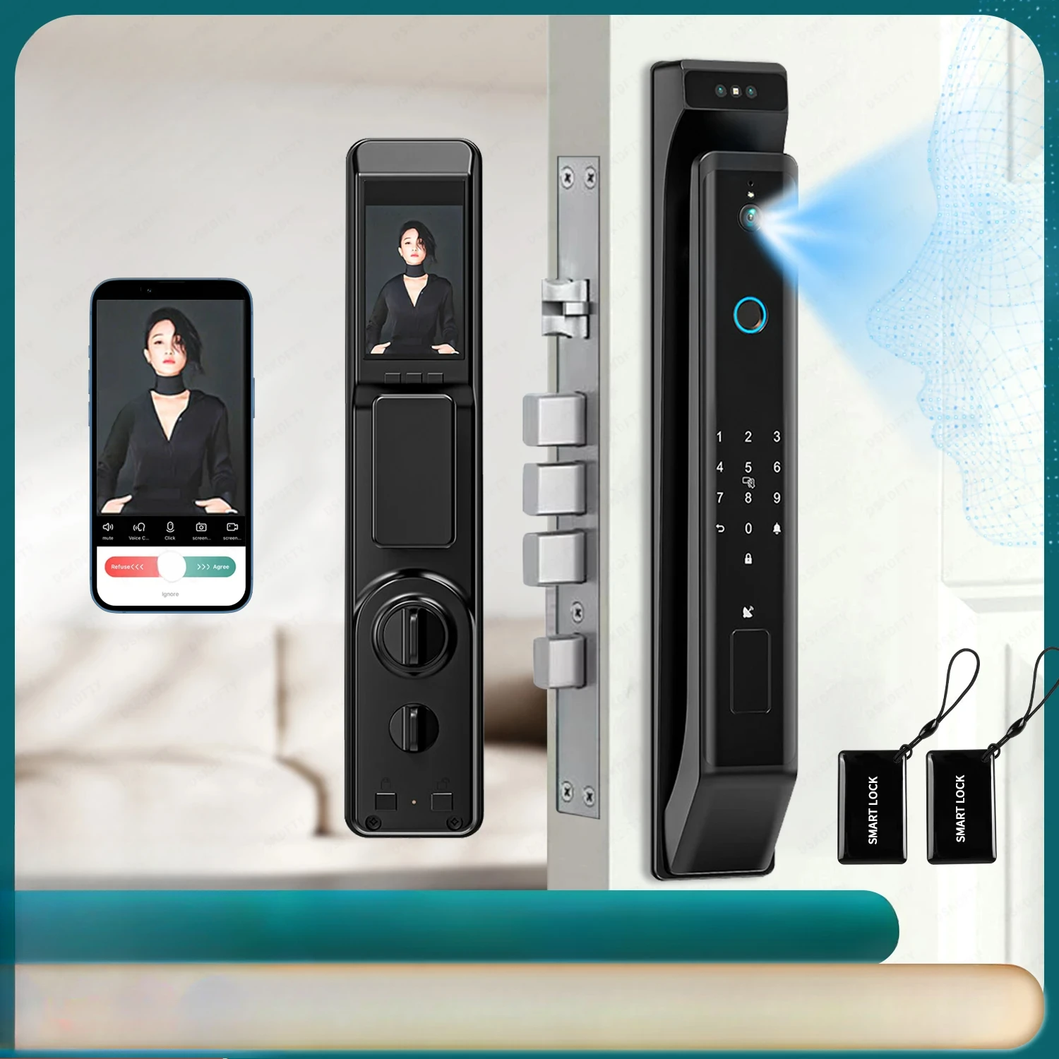 Digital Electronic  lock 3D face Smart door lock Password Cemera Electronic Lock video call For Home