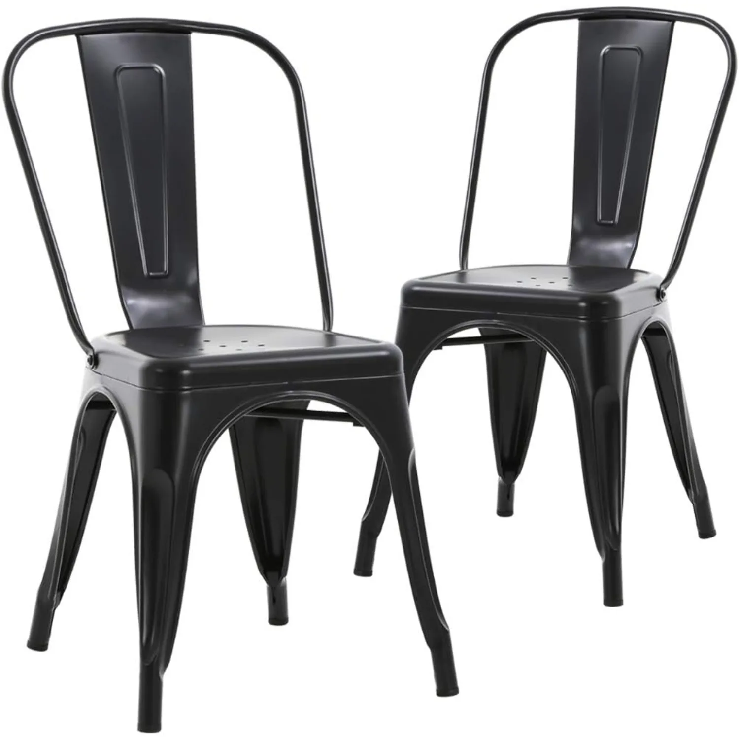 Dining Chairs Side Stackable Chic Restaurant Bistro Cafe Tolix Chairs with Back, Set of 2, Kitchen Farmhouse Pub Trattoria