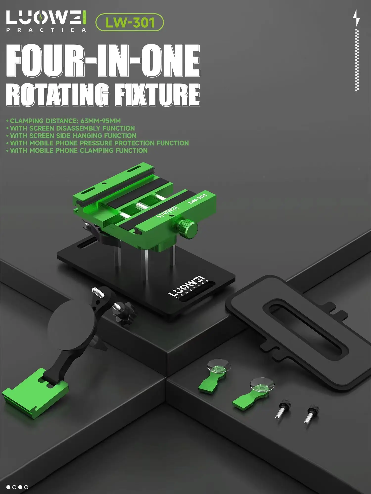 

LUOWEI LW-301 Clamping Rotary Fixture Mold Universal For IP 8-14 Pro Max Back Cover Remove Back Glass Disassembly Tool