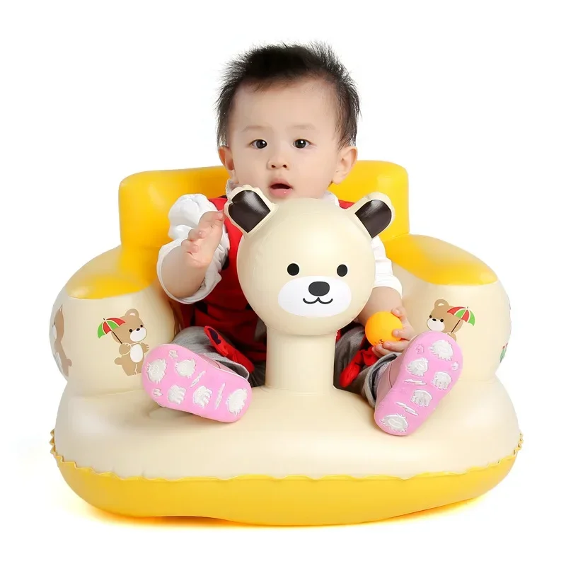 [Funny] Bear Inflatable Baby Chair Bath Room Stools Portable Children Seat Kids Feeding Learn To Sit Play water Games Bath Sofa