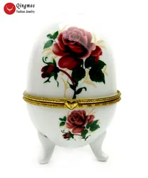 Qingmos Multicolor China Ceramics 100*150mm Egg Multi Purpose Box for Jewelry Displays with Jewelry Box Gift Porcelain box26