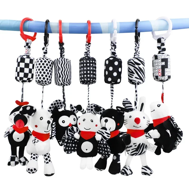 Baby Hanging Rattles Soft Sensory Learning Toy Plush Animals Stroller Infant Car Bed Crib Travel Activity for Babies Toddlers