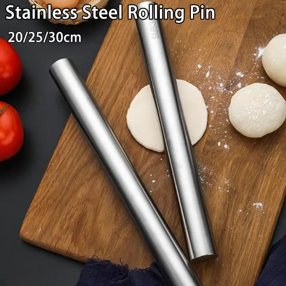 

20/25/30cm Rolling Pin Smooth Easy to clean Roller Rod Stainless Steel Dough Roller
