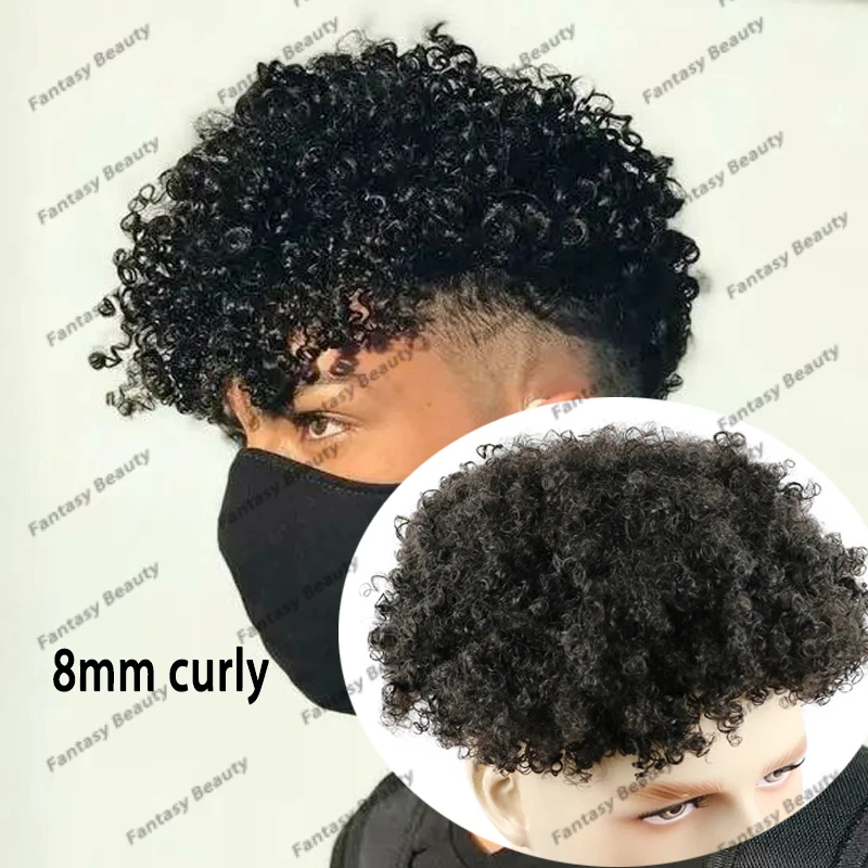 Afo 360 Wave Man wig rambut manusia Pria, wig dasar Mono halus Super tahan lama Sistem prostesis rambut palsu pria gelombang 8mm 10mm