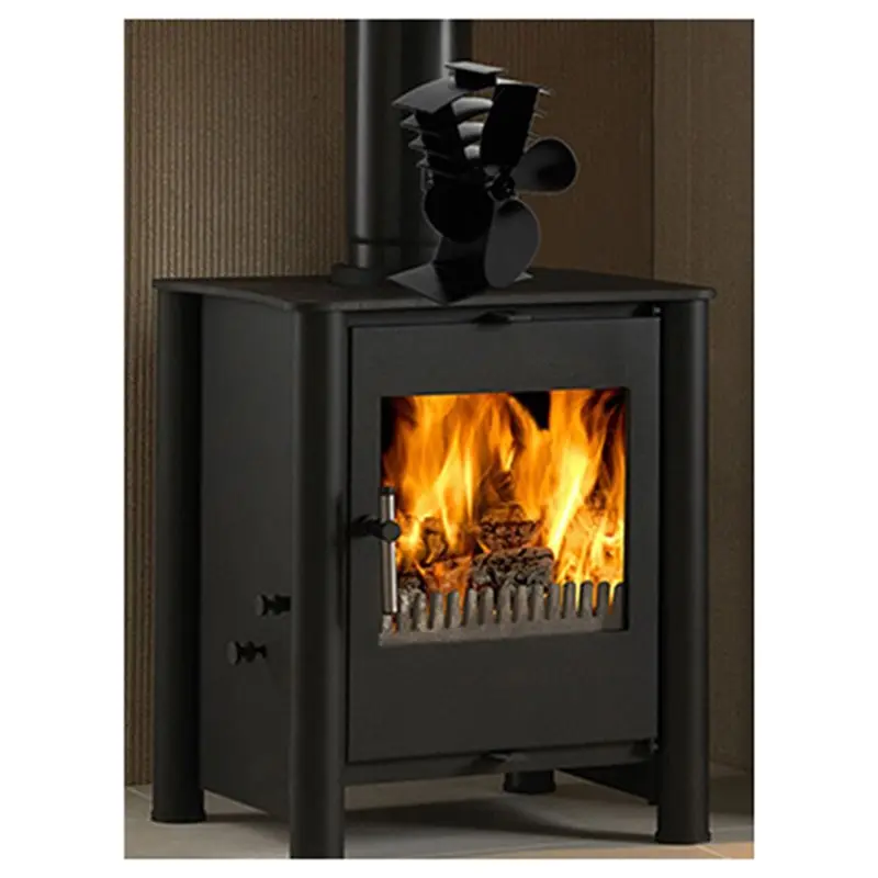 [NEWA08R】 Aluminum Withstand Wood Stove Fan High Temperature Heat Powered 4 Blades Including Safety Device