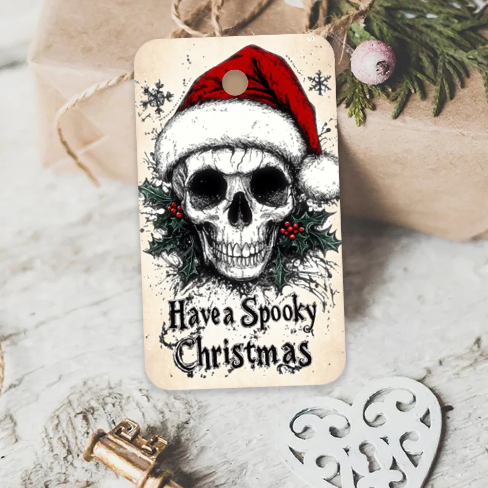 40個、ダークゴシックタグ、クリスマスギフトラベル、パーティーデコレーション、DIY、ギフトラッピング、グリーティングカード、パーティーカード、ジュート紐