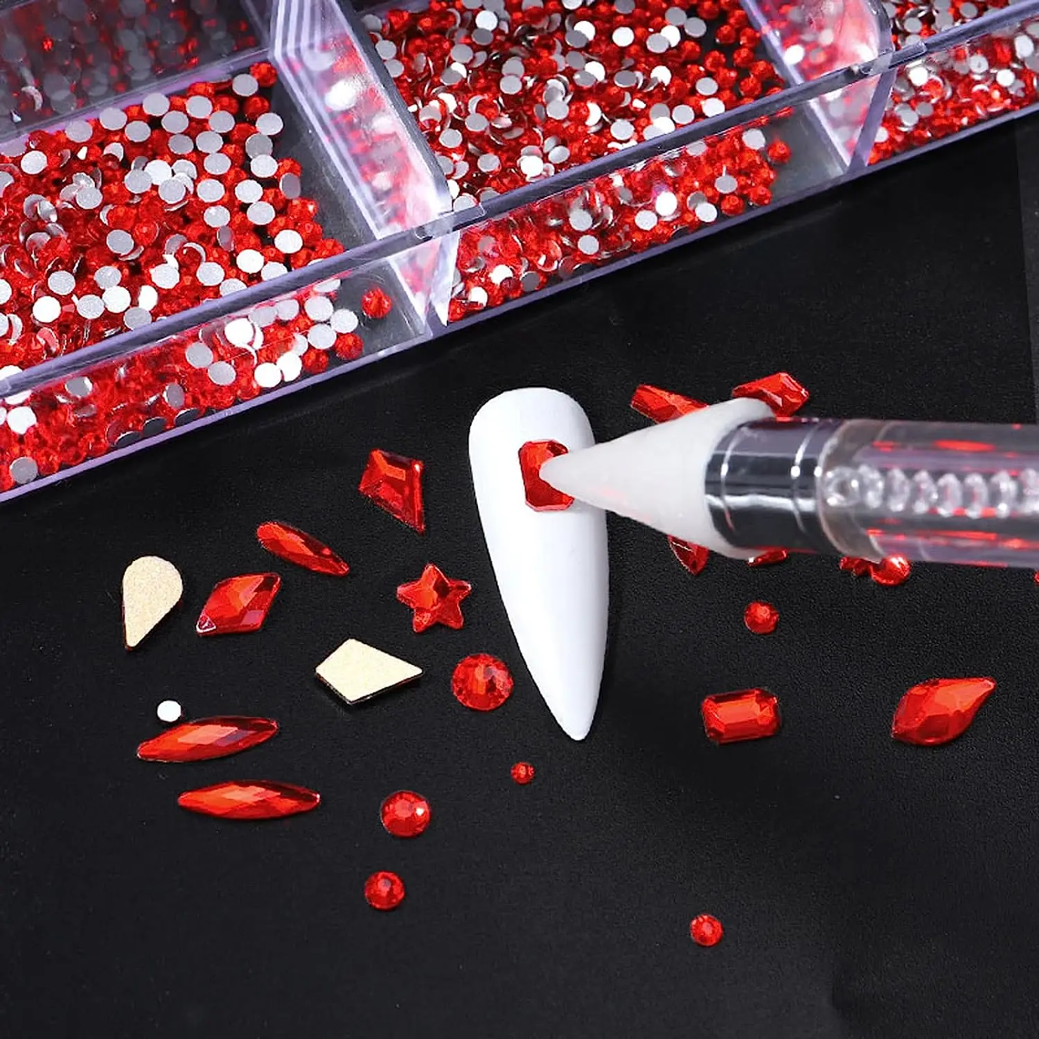 4600-Piece Flat-Back Resin Rhinestone Set Colorful Rhinestones & White Rhinestones Suitable for Nail Art and Facial Cosmetics