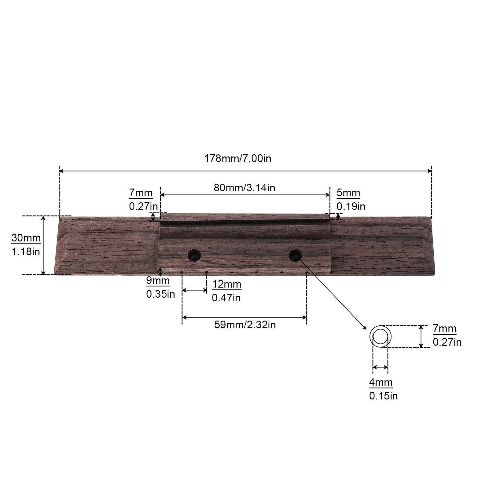 Rosewood puente de guitarra clásica, piezas de madera para guitarra de 39 pulgadas, 6 cuerdas