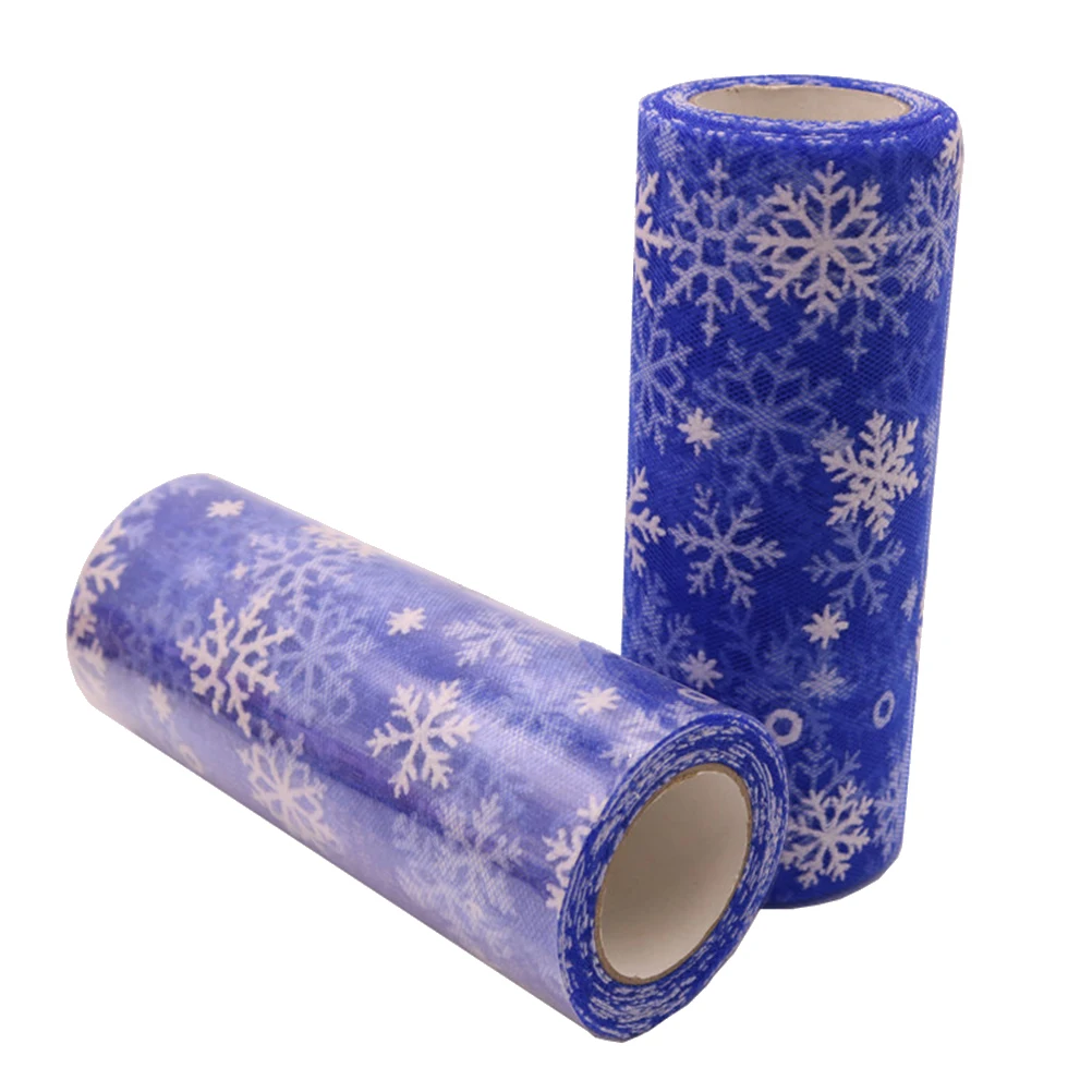 

10 Yards Snowflake Glitter Tulle Roll 15Cm Wide Dark Blue For Christmas Wedding Party Diy Craft Gift Wrapping Decor Tulle Rolls